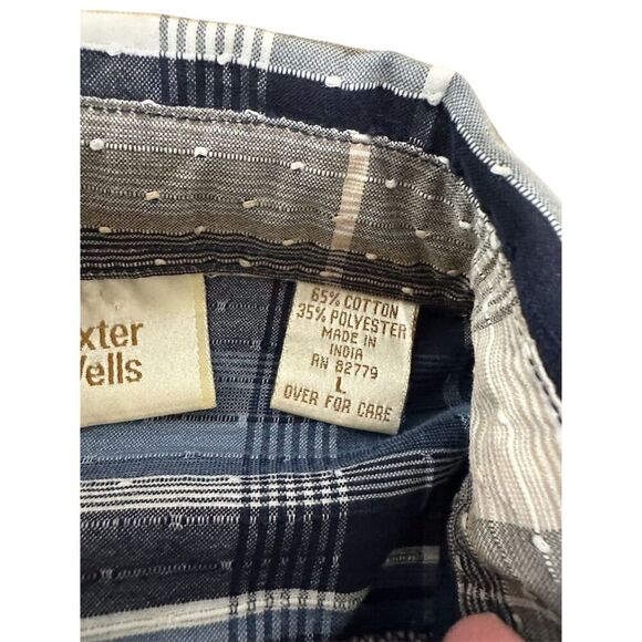 Baxter and wells  Blue Plaid Long Sleeve Button-Down Shirt Size‎ L - Picture 3 of 7